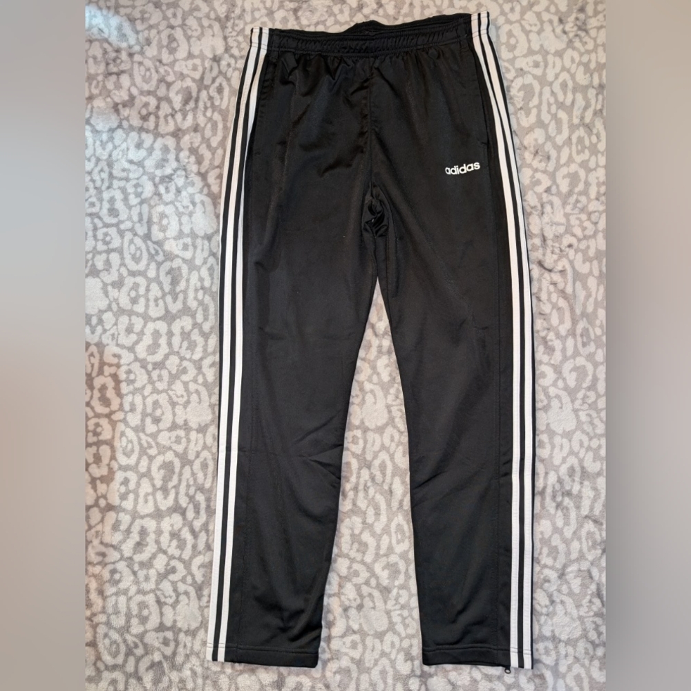 Adidas Kids Black Joggers with White Stripes